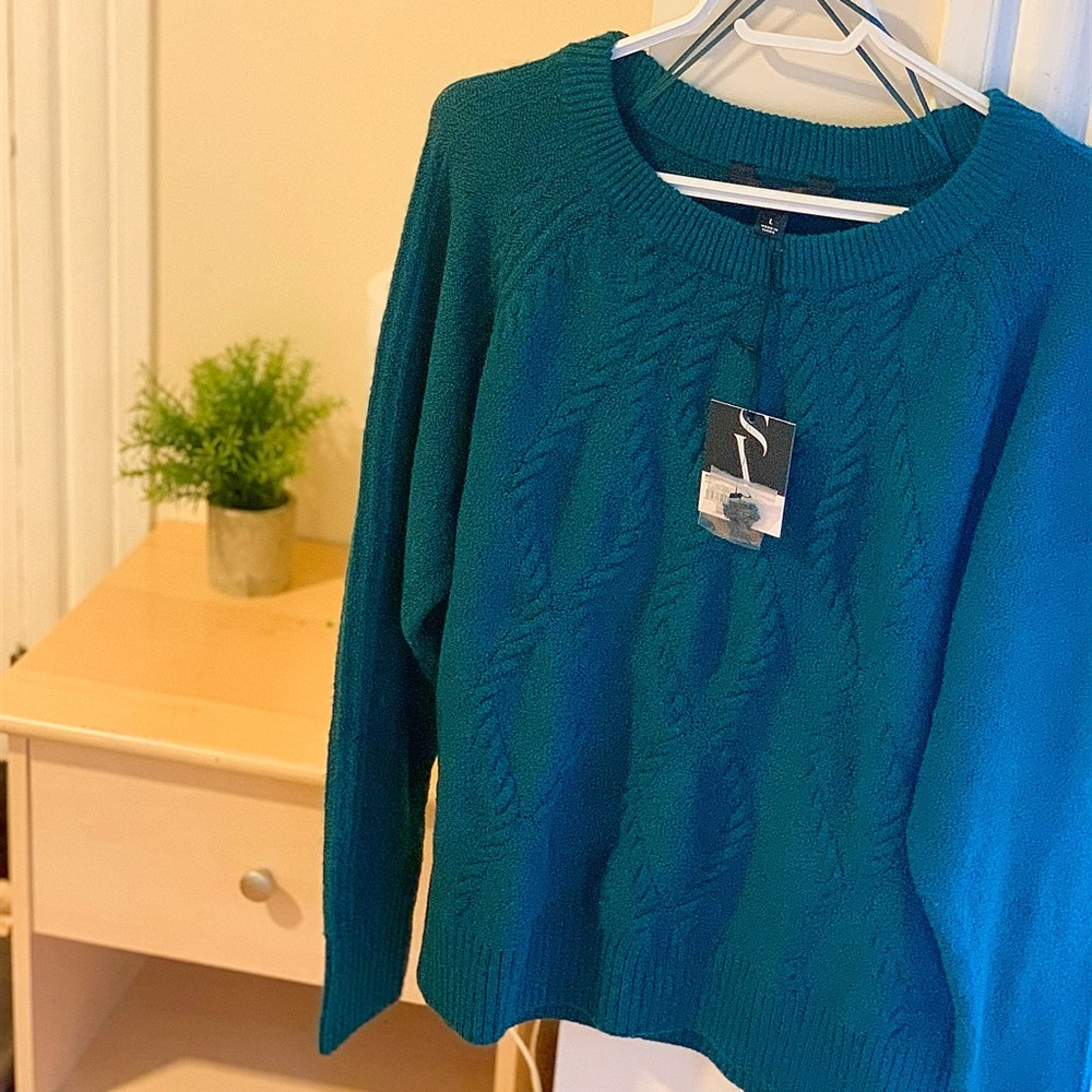Simply Vera Wang blue green sweater NWT size L